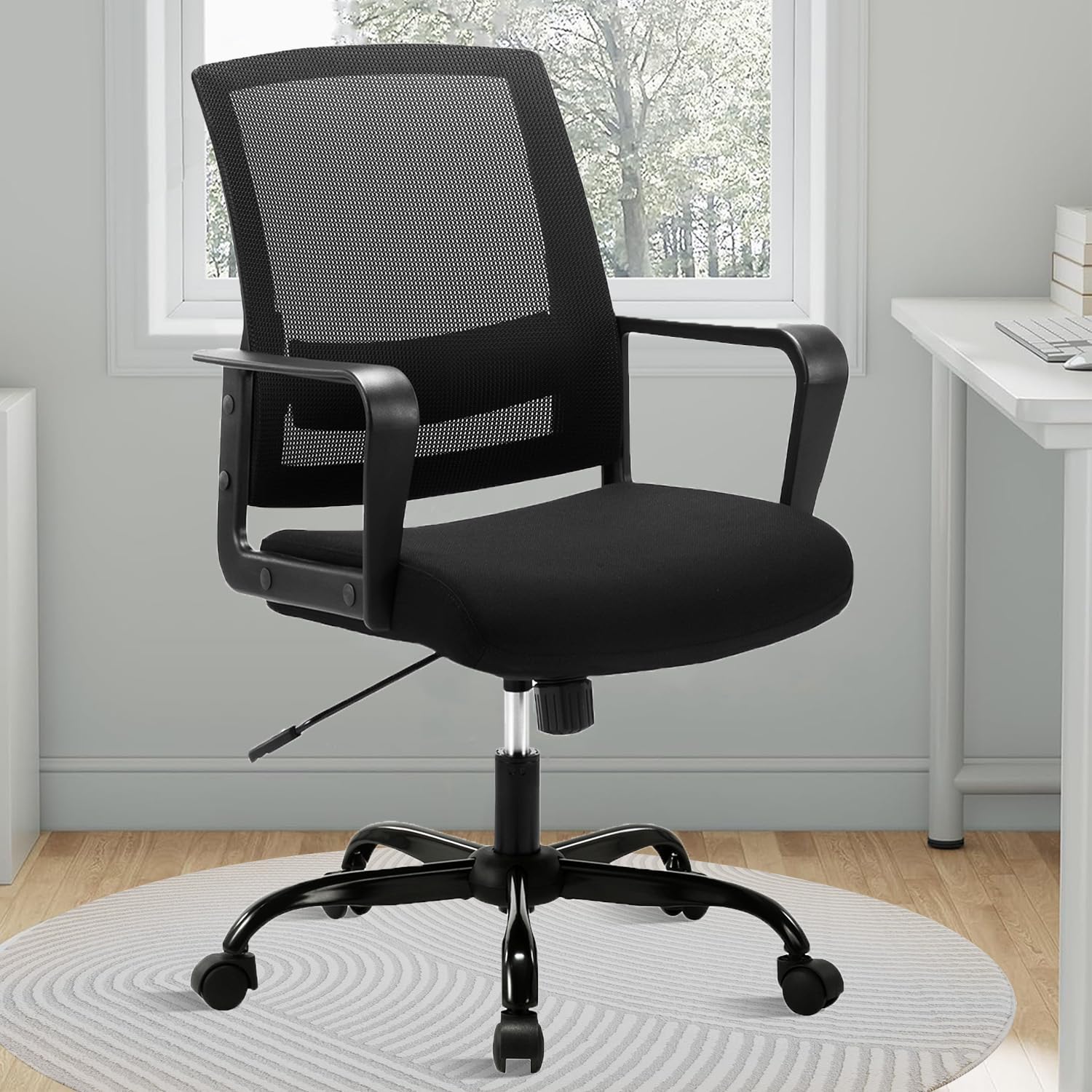 Ergonomic Rolling Mesh Desk Chair with Executive Lumbar Support and Adjustable Swivel Design for Home Office Computer Black 4 Pack