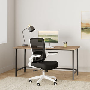 Office Chair, Ergonomic Desk Chair Breathable Mesh Chairs Adjustable High Back Lumbar Support Flip-up Armrests, Executive Rolling Swivel Comfy Computer Chairs Home Office White