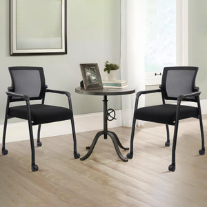 Waiting Room Chairs with Wheels, Adjustable Mesh Backrest, Desk Chair with Ergonomic Lumbar Support and Thickened Seats Cushion, 8 Pack Black