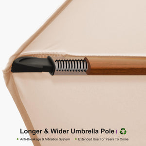 PURPLE LEAF 12' X 12' Patio Large Cantilever Umbrella Outdoor Square Wood Umbrellas Offset Umbrella Heavy Duty Sun Umbrellas for Garden Deck Pool, Deep Beige