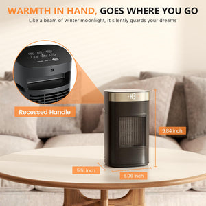 Space Heater, 1500W Electric Heaters for Indoor Use, 5 Modes & Smart Thermostat, Tip-Over & Overheat Protection, 24H Timer, Child Lock, Ceramic Fast Safety Heat for Office Bedroom Home