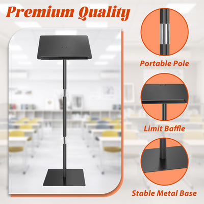 Podium Stand, Lecterns & Podiums, Acrylic Adjustable Angles with Metal Base, Podium for Church, Weddings, Classroom, Speech, 16