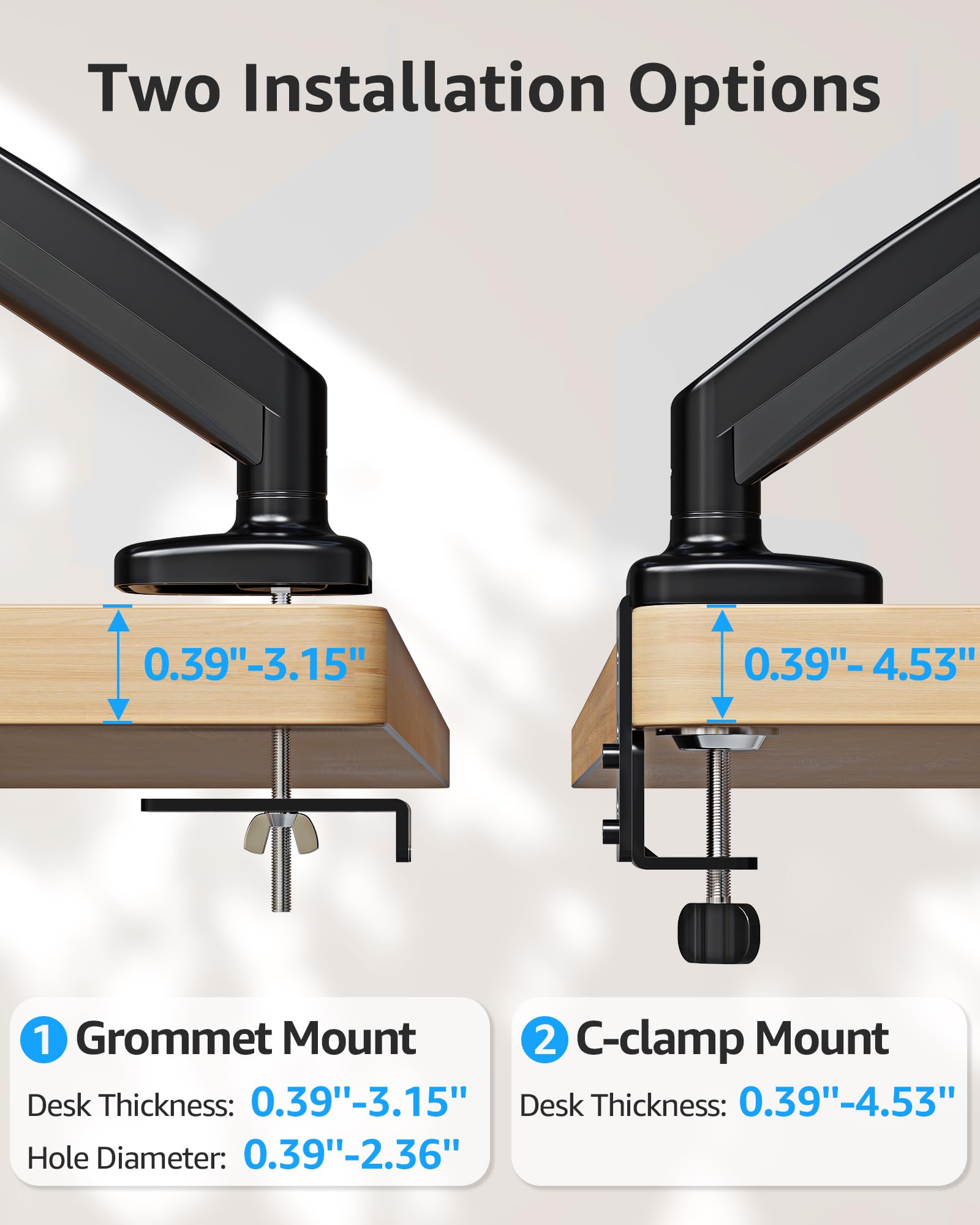 Single Monitor Desk Mount Holds Screen up to 32 inch, Height Adjustable Monitor Arm, Full Motion Computer Monitors Stand with Clamp/Grommet Base, VESA Mounts Fit 4.4-17.6lbs Computer, Black