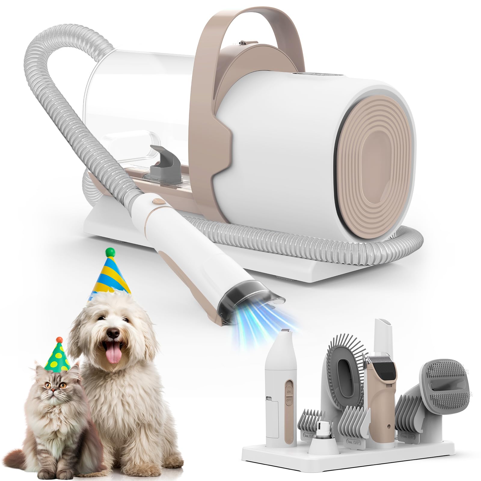 Dog Grooming Vacuum, Pet Grooming Kit, Dog Clipper Nail Trimmer Grinder, 2.5L Dust Cup 7 Grooming Tools 11000Pa Dog Vacuum for Shedding Grooming, Pet Grooming Vacuum for Dogs, Home Cleaning, PG50 Plus