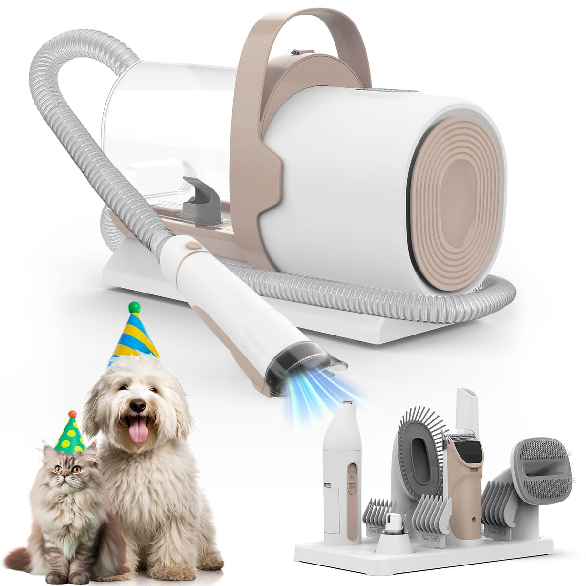 Dog Grooming Vacuum, Pet Grooming Kit, Dog Clipper Nail Trimmer Grinder, 2.5L Dust Cup 7 Grooming Tools 11000Pa Dog Vacuum for Shedding Grooming, Pet Grooming Vacuum for Dogs, Home Cleaning, PG50 Plus
