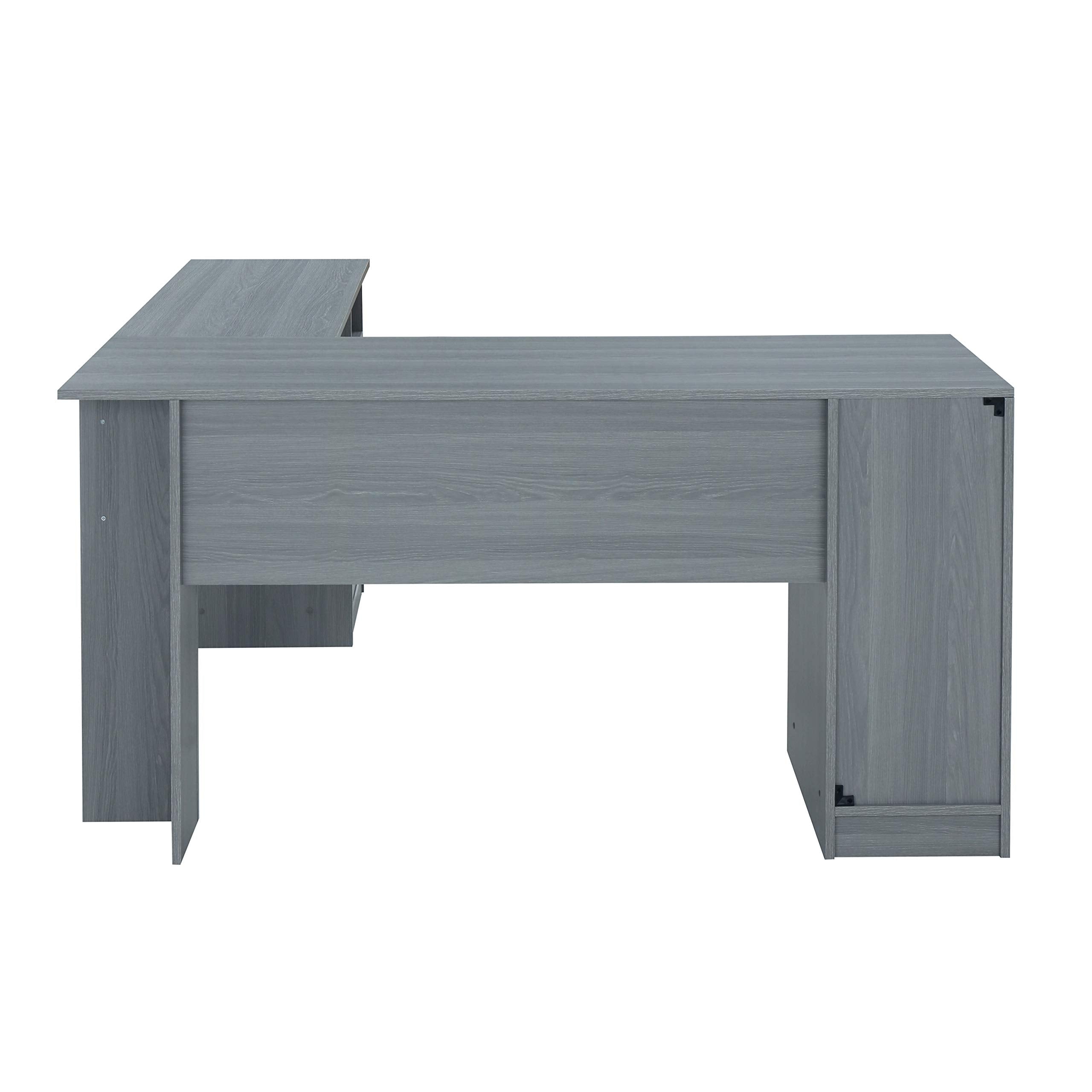 Functional L-Shaped Computer Desk with storage, L is ⁠59.5" wide x 59.5" Long, Grey