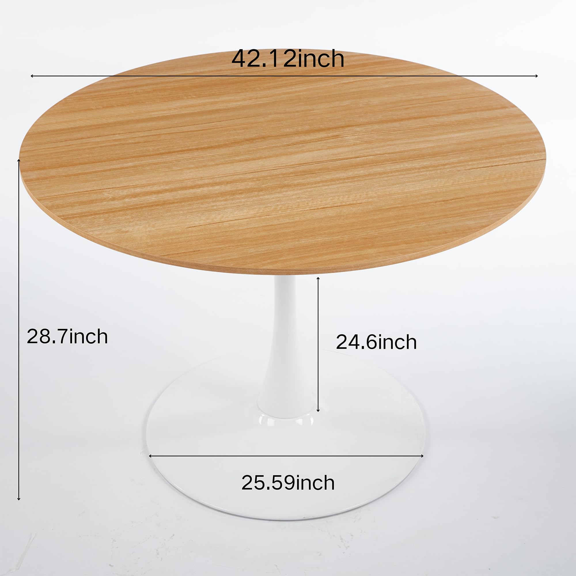 42" Round Tulip Dining Table, Mid-Century Tulip Table Kitchen Tulip Dining Table 2-4 People with MDF Table Top &Metal Base for Office Living Room