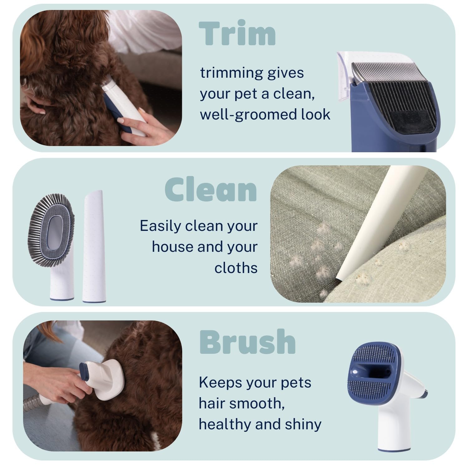 Premium Pet Grooming Kit with Vacuum, 11000Pa Suction Power, 2.5L Dust Cup, 7 Grooming Tools, Cordless Paw Trimmer, Nail Grinder, Large Capacity Dust Cup, Whisper Operation, USA Design