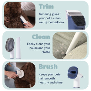 Premium Pet Grooming Kit with Vacuum, 11000Pa Suction Power, 2.5L Dust Cup, 7 Grooming Tools, Cordless Paw Trimmer, Nail Grinder, Large Capacity Dust Cup, Whisper Operation, USA Design