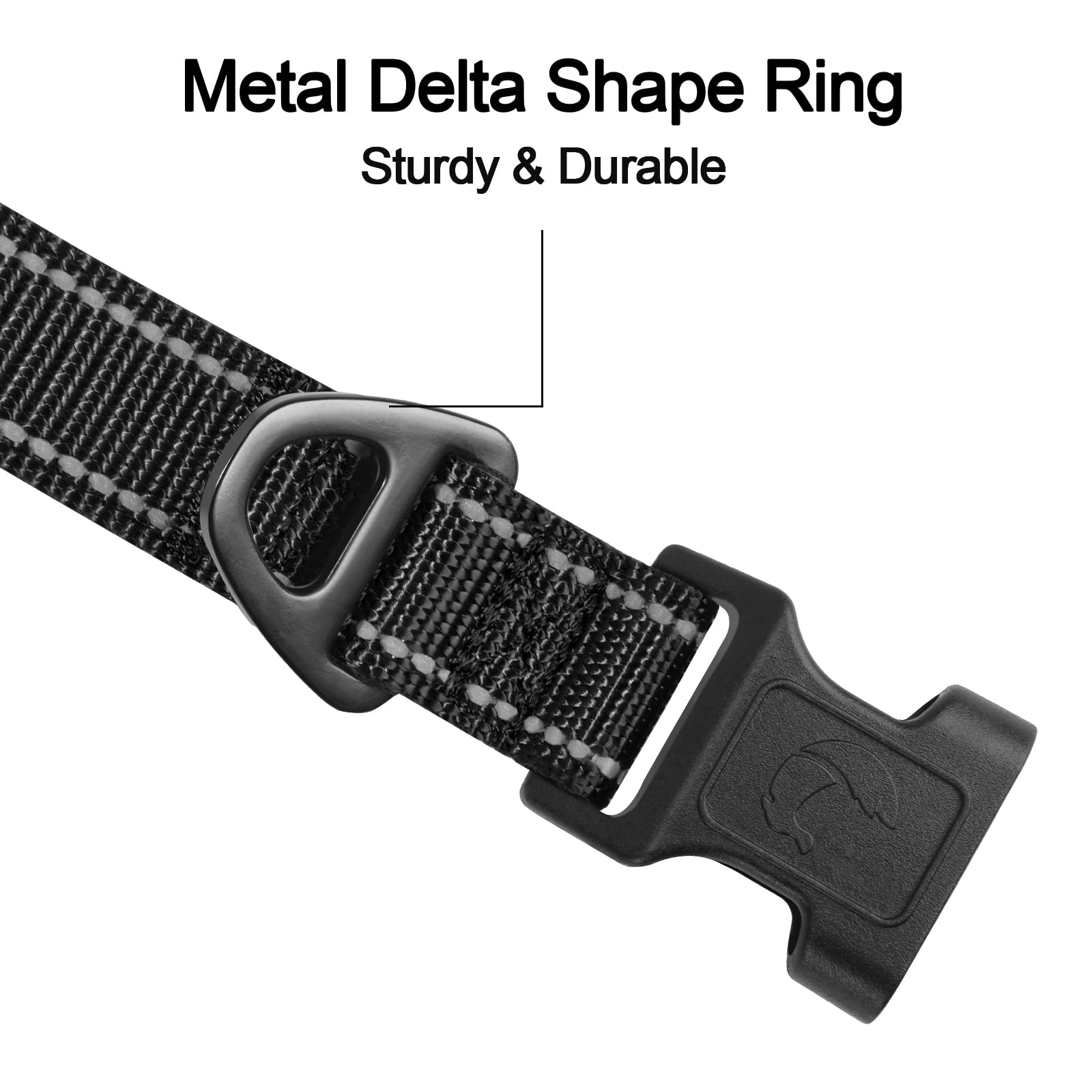 Reflective Dog Collar, Soft Neoprene Padded, Metal D-Ring, Nylon Pet Collar Adjustable for Small Dogs, Black, S