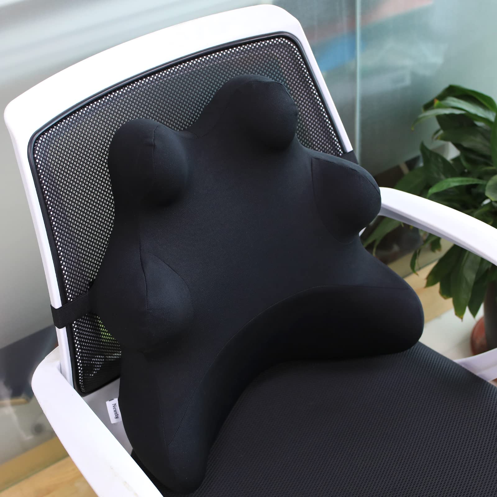 Lumbar Support Pillow for Ofiice Chair, Patented Ergonomic Back Support for Back Pain Relief with Adjustable Strap, Lumbar Support Pillow Relieving Lumbar Muscle Strain (Black)