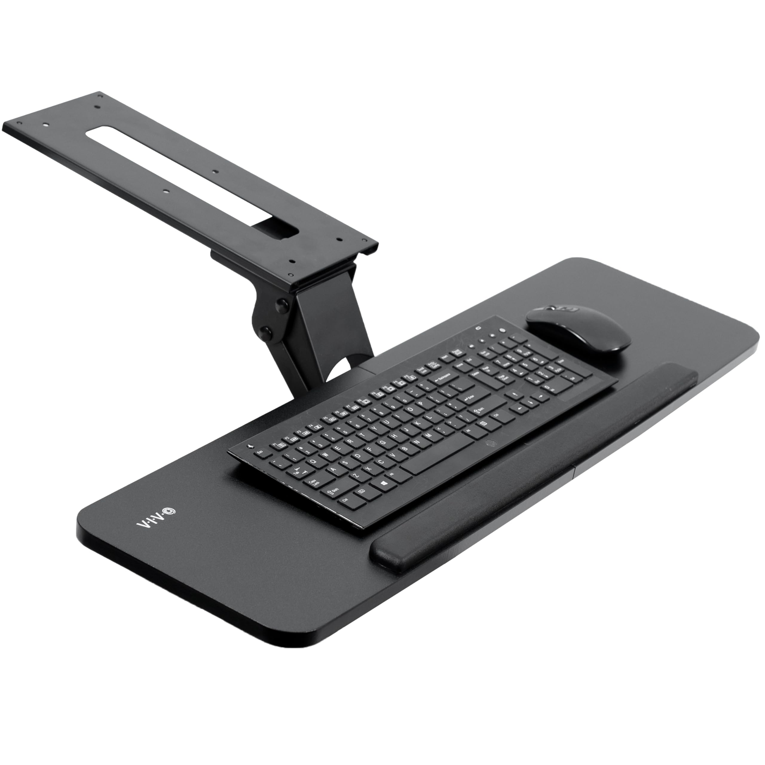 Adjustable Computer Keyboard and Mouse Platform Tray, 34 x 10 inch Ergonomic Under Table Desk Mount Drawer Underdesk Shelf, Black, MOUNT-KB36B