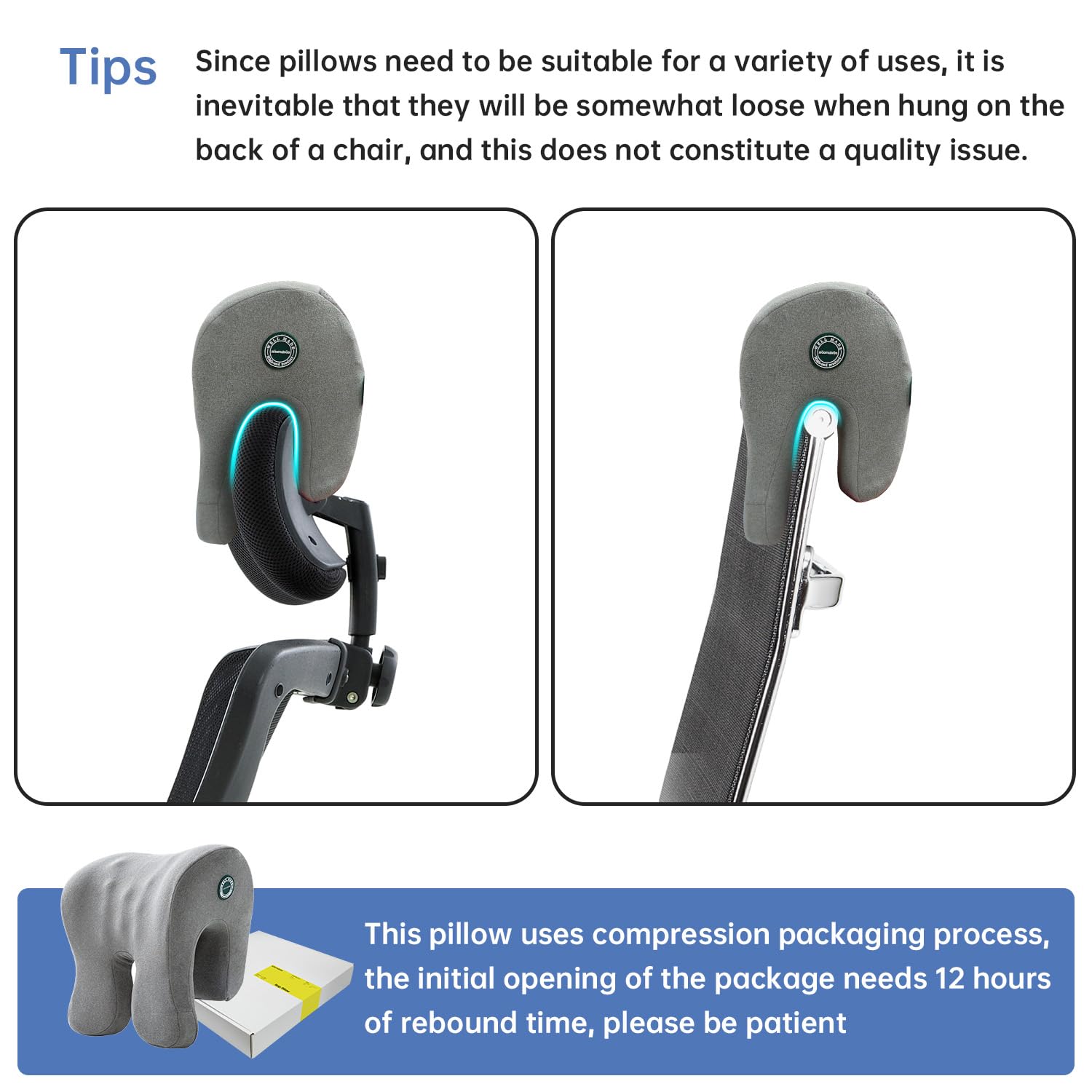 Headrest Office Chair Neck Pillow Ergonomic Memory Foam Desk Pillow for Napping - Multifunctional Comfort for Adult Workstations,Neck Support Pillow Chair for Car, Office, Gaming