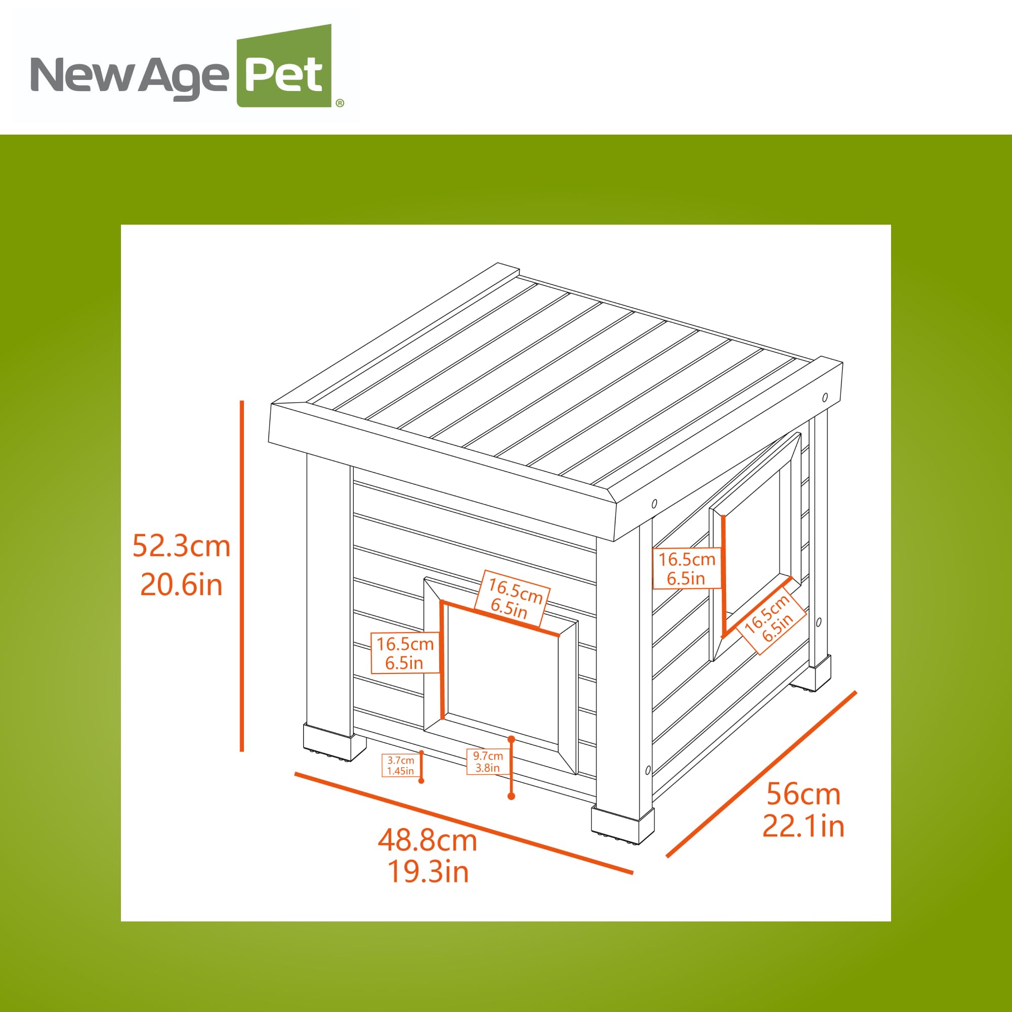 Outdoor Cat House, Weather‑Resistant, Dual Door Flaps, 21" W x 20" H