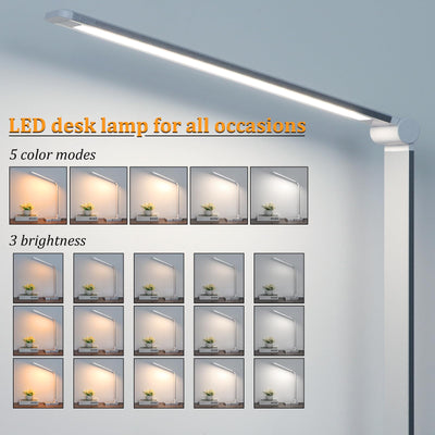 LED Desk Lamp with USB Ports,Touch Desk Lamps for Home Office with 5 Color Modes,3 Brightness Desk Light with Small Night Light,Reading Lamp Table LED Lamp for Bedroom Bedsid Study Sliver