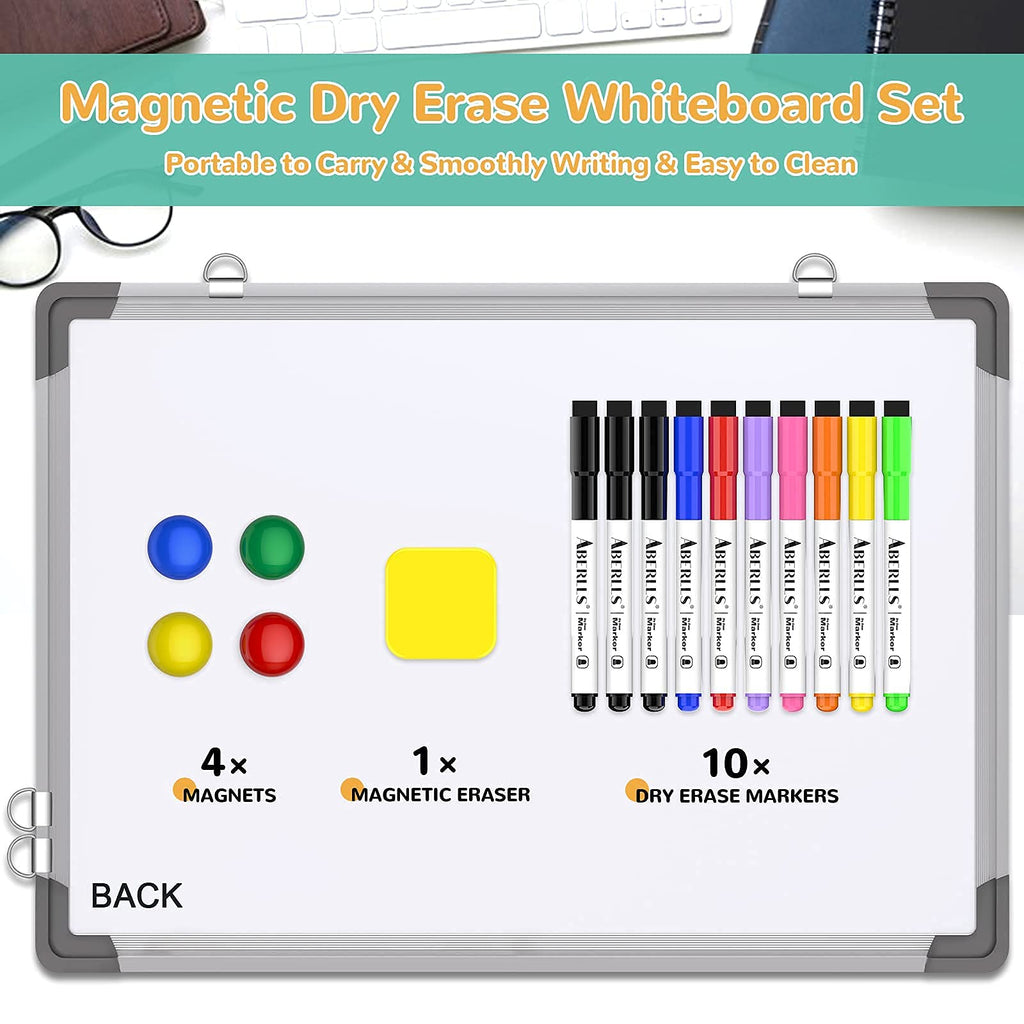 Monthly Calendar Whiteboard for Wall, 16x12 Inches Dry Erase Board, Small Magnetic White Board, Double-Sided Hanging Board for Office School Home Kitchen, Portable Board for Drawing Planning Memo