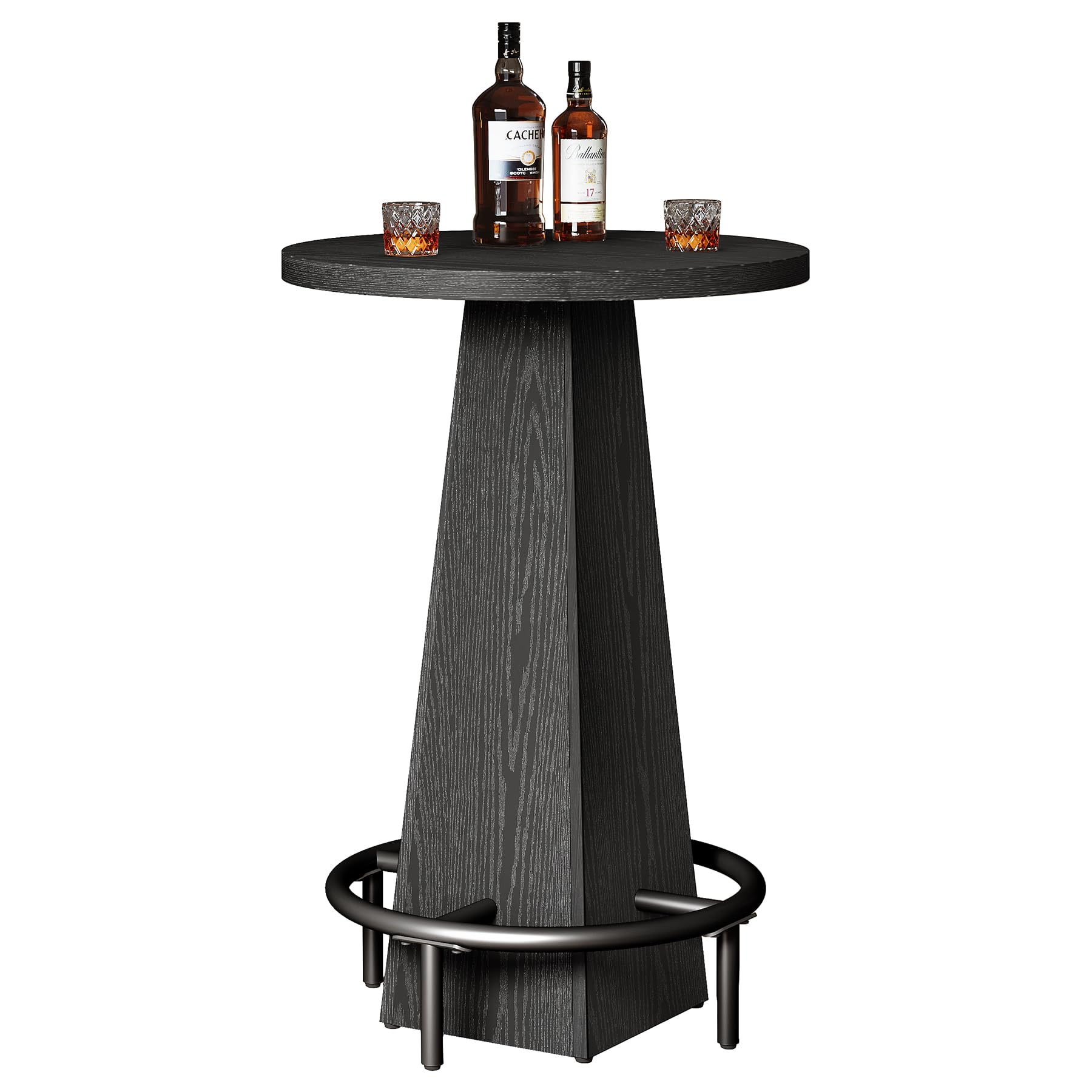 Bar Table, 37.4" High Round Pub Table for Small Bars, Dining Room, Kitchen, Black (Only Table)