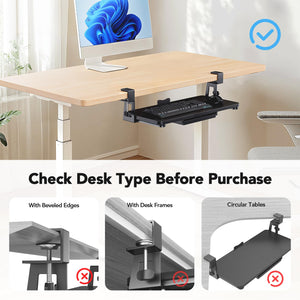Large Under Desk Keyboard Tray with Sturdy C-Clamp Mount, 26 (30.16