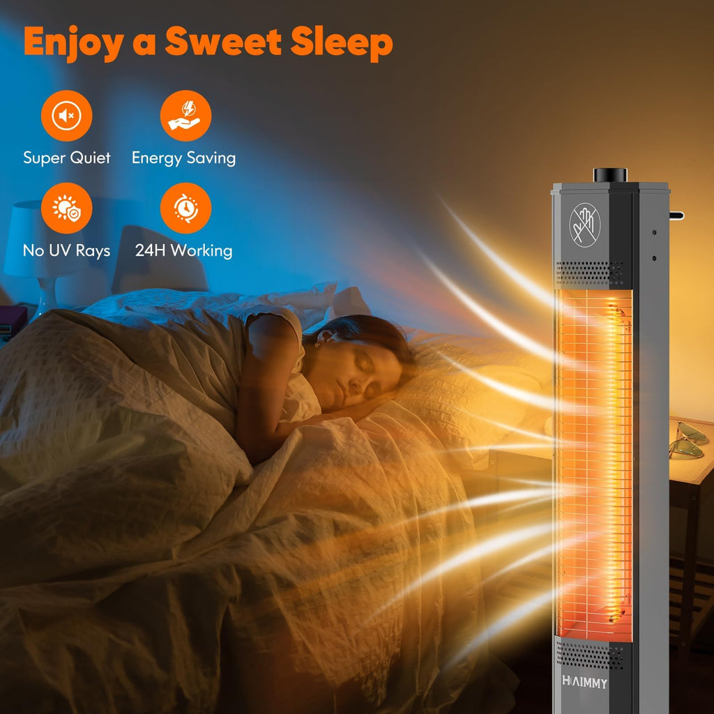 Outdoor Electric Patio Heater, 27- inch Outdoor Electric Patio Heater, 1200W Instant Heating, 2 Heat Levels, Tip-Over & Overheat Protection, IPX5 Waterproof Tower Space Heater