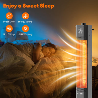 Outdoor Electric Patio Heater, 27- inch Outdoor Electric Patio Heater, 1200W Instant Heating, 2 Heat Levels, Tip-Over & Overheat Protection, IPX5 Waterproof Tower Space Heater