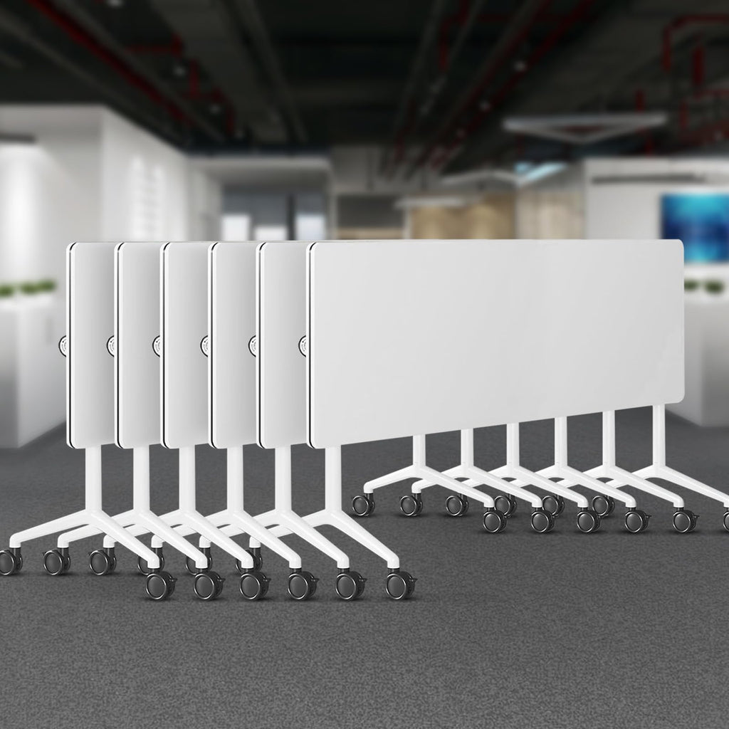 Folding Conference Room Tables 6 Pack, Foldable Modern Mobile Meeting Table Desk Training Table 6FT Large Rolling OfficeTable for Conference Training Classroom (6, 63" * 19.7" * 29.5")