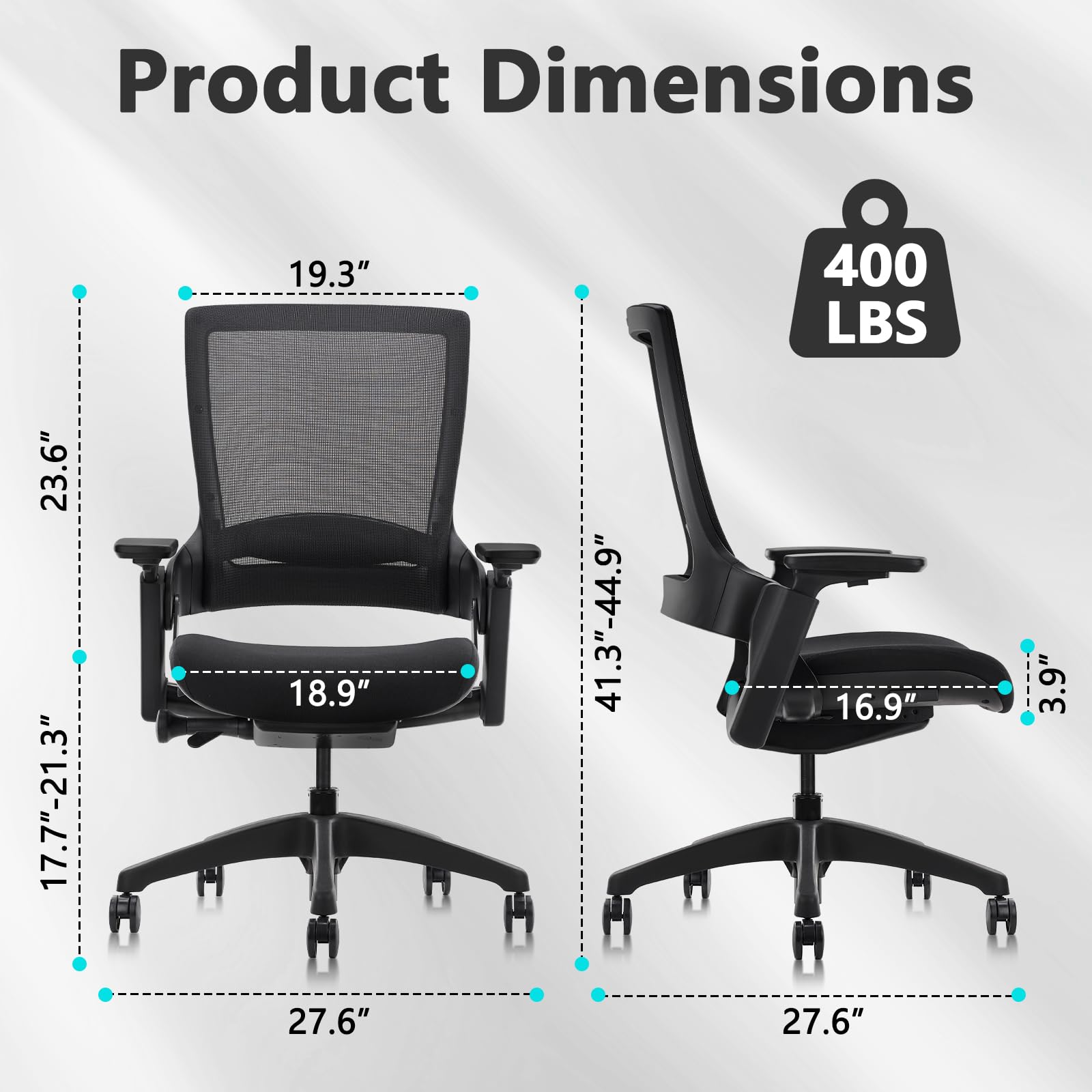 Swivel Executive Chair, Adjustable Ergonomic Computer Chair with 3D Armrest and Lumbar Support, Mesh Backrest Task Chair for Home Office Conference Room