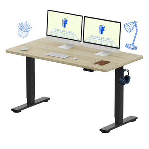 EN1 One-Piece Standing Desk, Electric Adjustable with 4 Memory Presets, 176 LBS Capacity, Stable & Quiet, Seamless Desktop for Home Office & Dual Monitors, 55