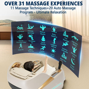 4D Massage Chair Full Body Zero Gravity Recliner - 55“ SL-Track,20 Auto Modes,11 Massage Technique,40 Airbags Massage,with Yoga Stretch,APP Control,Negative Oxygen lons（Beige）