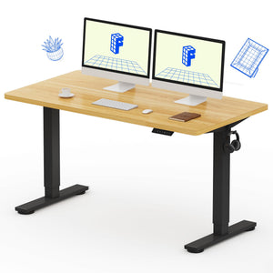EN1 One-Piece Standing Desk, Electric Adjustable with 4 Memory Presets, 176 LBS Capacity, Stable & Quiet, Seamless Desktop for Home Office & Dual Monitors, 55