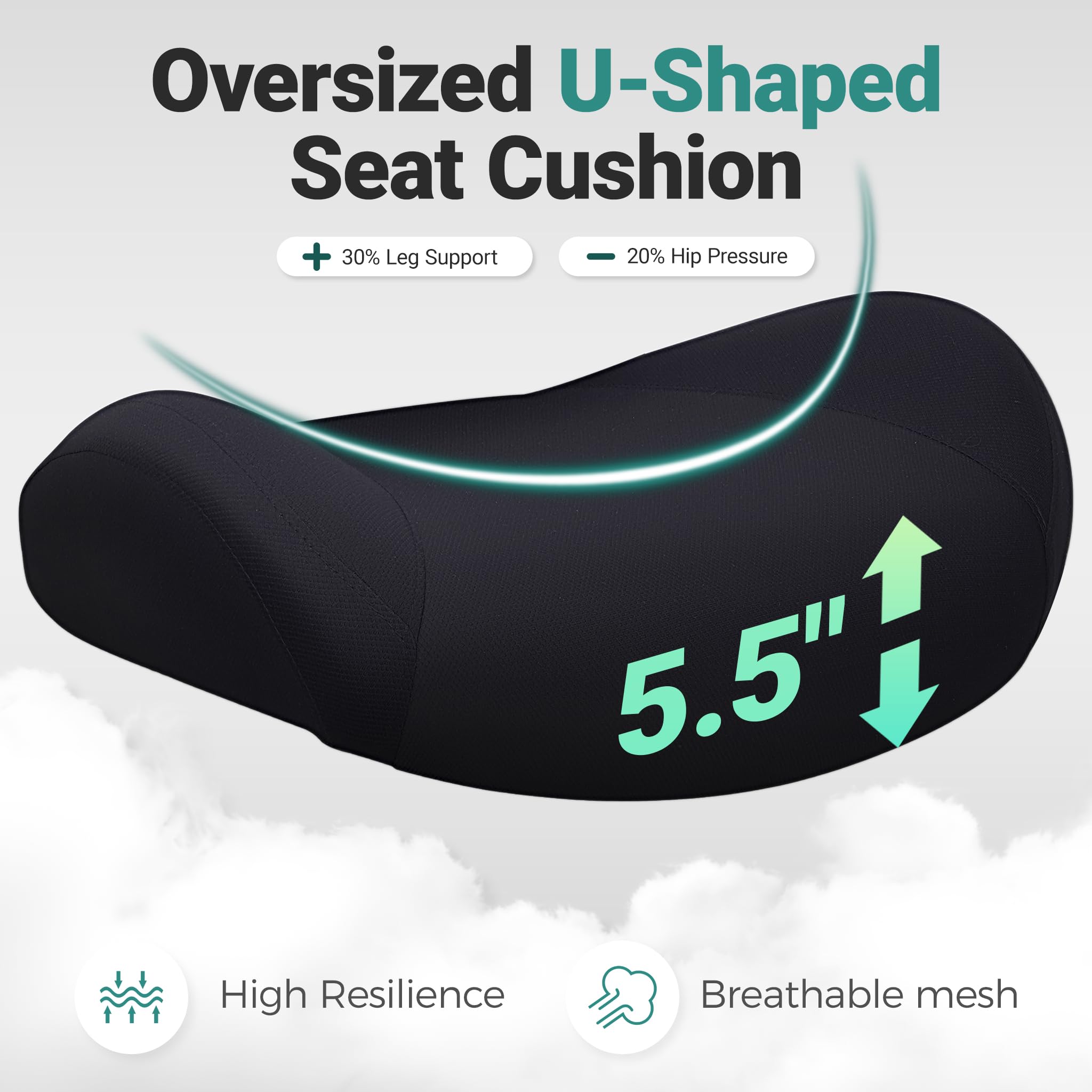 Big and Tall Home Office Desk Chair 500lb Capacity for Heavy People, Ergonomic Wide Mesh Desk Chair with Stepless Recline & Lock, 5.5" Thick Cushion, High Back, Adjustable Height & Armrests