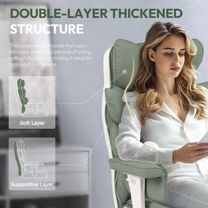 Big and Tall Office Chair with Pocket Springs Cushion,High Back Computer Gaming Chairs with Adjustable Armrests,Executive Desk Chairs with Lumbar Support and Footrest,PU Leather-Green