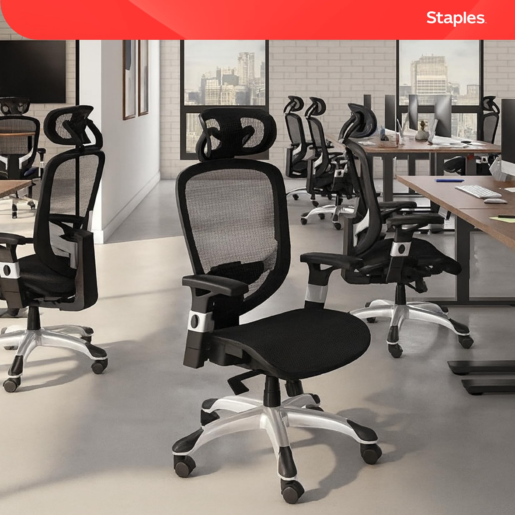Ergonomic Task Chair, Mesh, Ergonomic, Lumbar Support, Swivel, Black