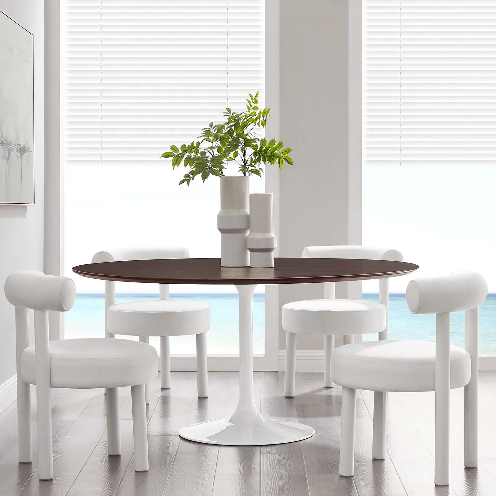 Dining Table, 60", White Cherry Walnut