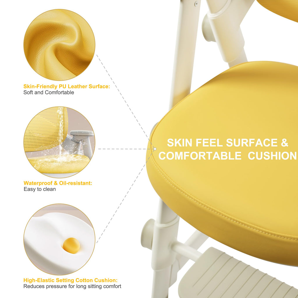 Ergonomic Kids' Study Chair, Height Adjustable Kids Desk Chair for Boys Girls,Comfortable for Teenagers Playing, Drawing, Ideal Gift for Children,Students（Yellow）