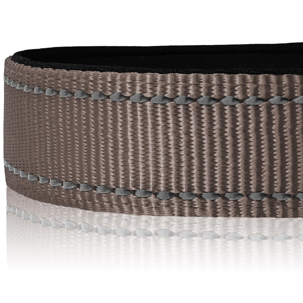 Reflective Dog Collar, Soft Neoprene Padded, Metal D-Ring, Nylon Pet Collar Adjustable for Small Dogs, Brown, Small
