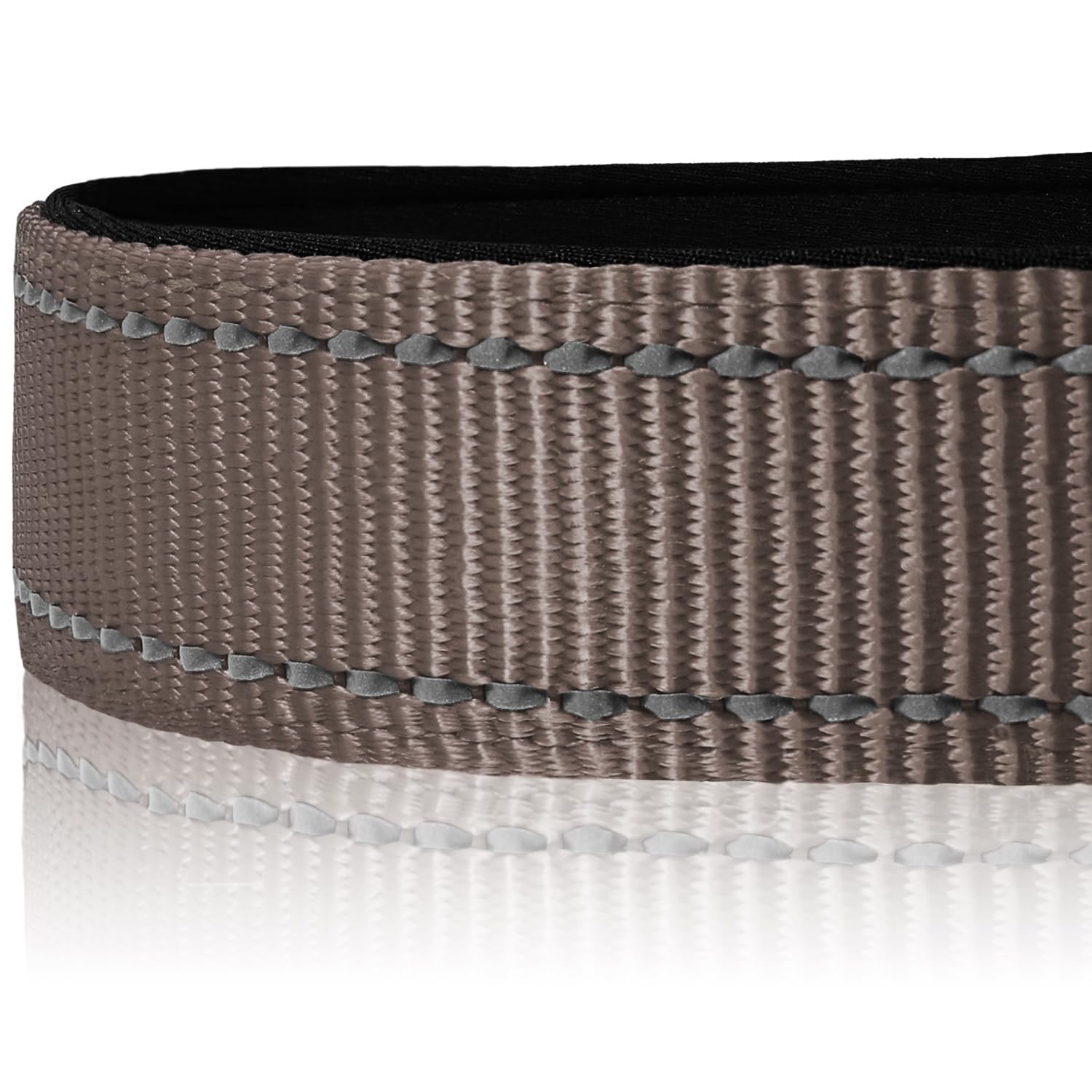 Reflective Dog Collar, Soft Neoprene Padded, Metal D-Ring, Nylon Pet Collar Adjustable for Small Dogs, Brown, Small