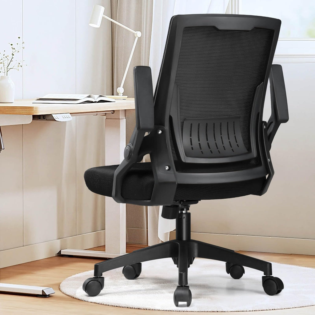 Ergonomic Office Chair with Flip-up Armrests Executive Computer Chair for Home Office, Breathable Mesh & Comfy Lumbar Support, Black