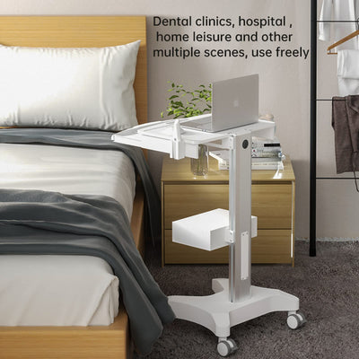 Medical Trolley Cart with Laptop Tray and Oral Scanner Holder, Mobile Workstation on Wheels with a Drawer for Hospital Dental Clinics Beauty Salons (OC-3)