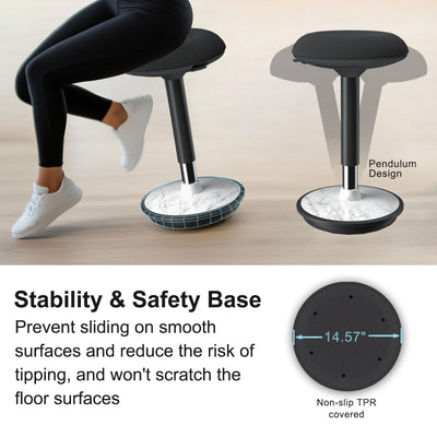 Adult Wobble Stool - Anti-Fatigue Standing Desk Stool with 360° Rocking Non-Slip Curved Base, Height Adjustable 22-32 Inch Standing Chair for Home & Office,Faux Marble