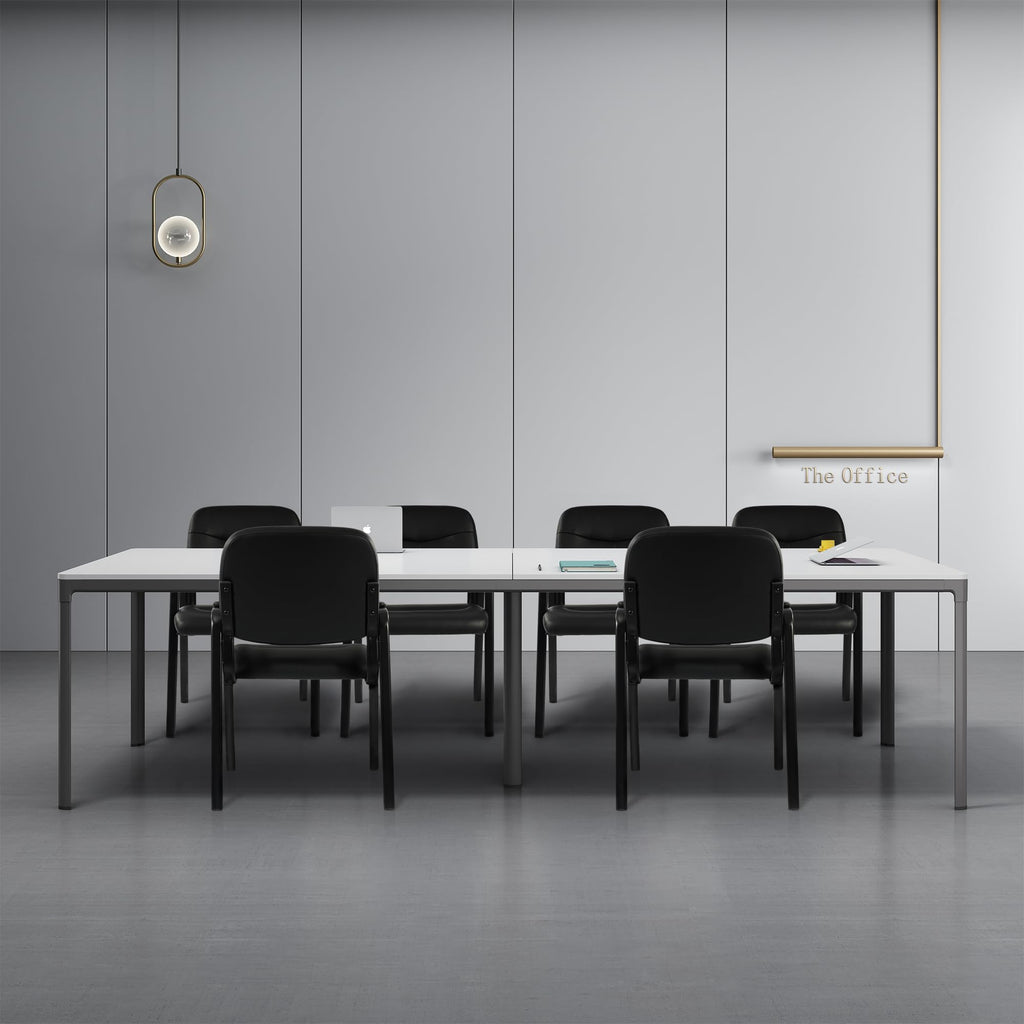 Waiting Room Chairs No Wheels Set of 4, Leather Stationary Office Reception Guest Chair with Padded Arms for Elderly Desk Conference Room Lobby Table Side Salon