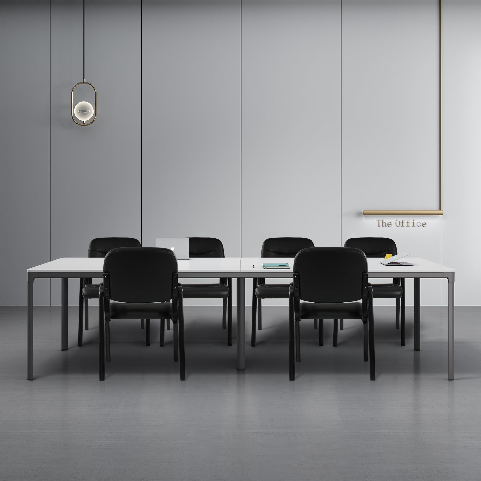 Waiting Room Chairs No Wheels Set of 4, Leather Stationary Office Reception Guest Chair with Padded Arms for Elderly Desk Conference Room Lobby Table Side Salon