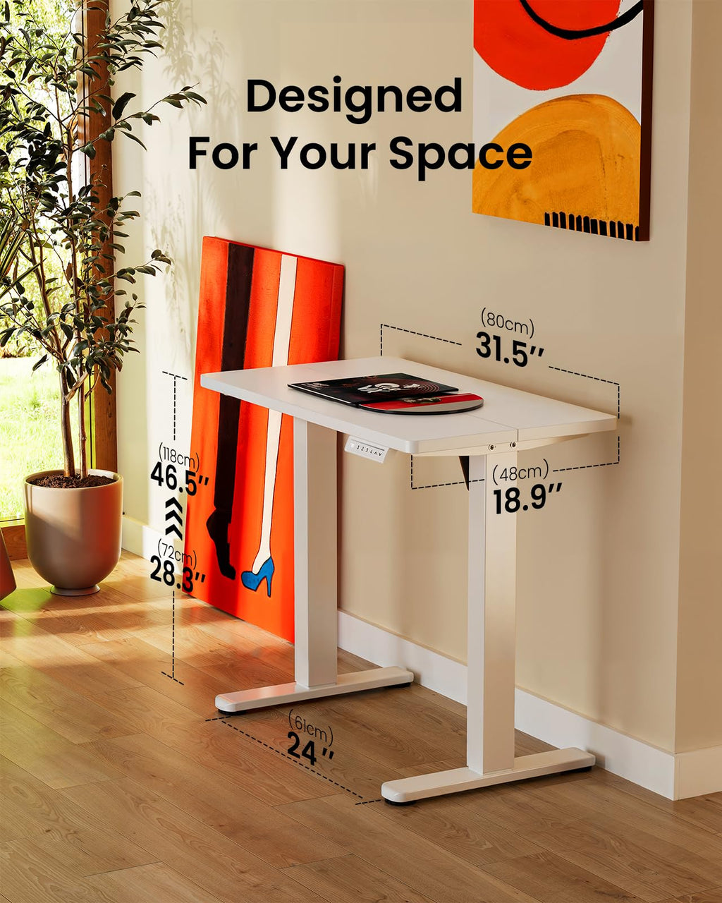 Height Adjustable Electric Standing Desk, 32 x 19 Inches Sit Stand up Desk with Memory Presets, Computer Home Office Desk, White