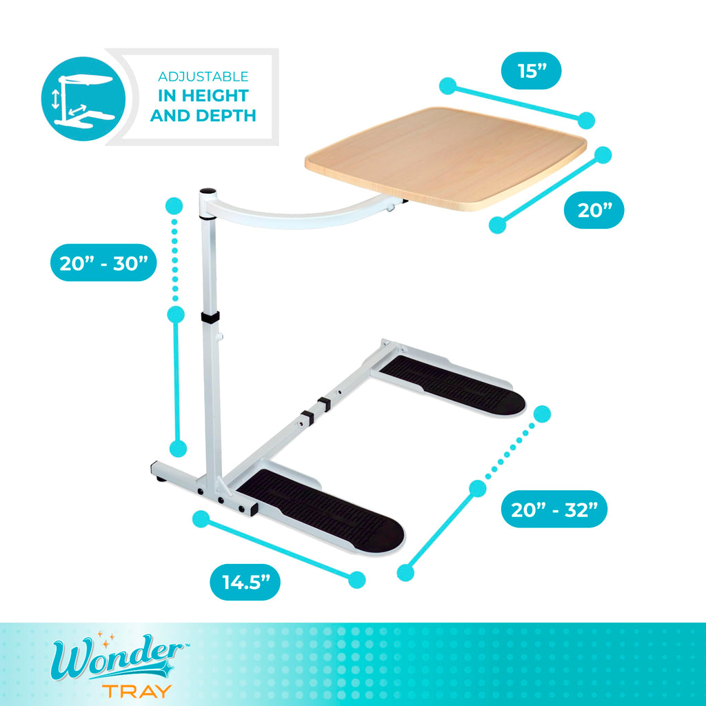 Wonder Tray, Adjustable Swivel Table, Large Laptop Stand, Couch Desk, Side Tables & Gaming Bench, TV-Trays for Eating on Couches, Chairs, Recliners, Maple