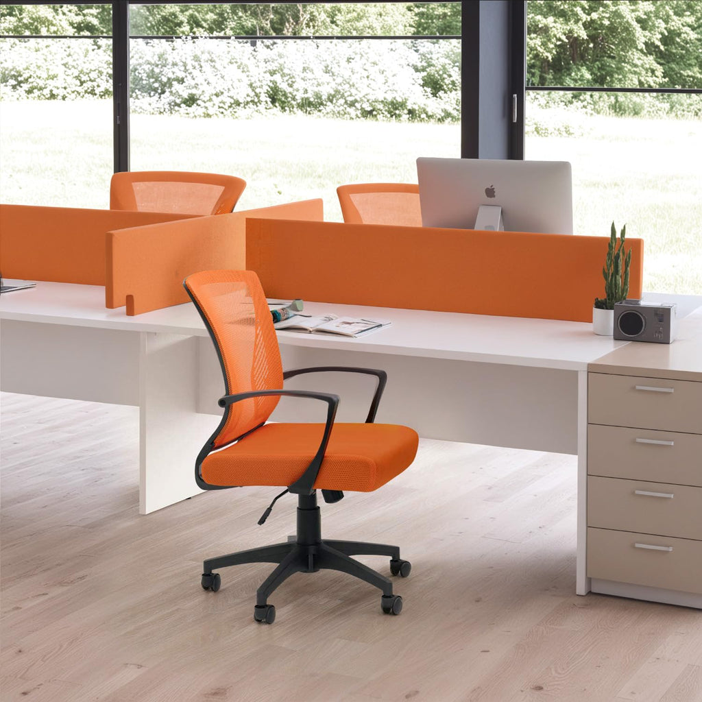 Office Chair Ergonomic Computer Desk Mesh Chair Mid Back Swivel Lumbar Support with Armrest (1, Orange)
