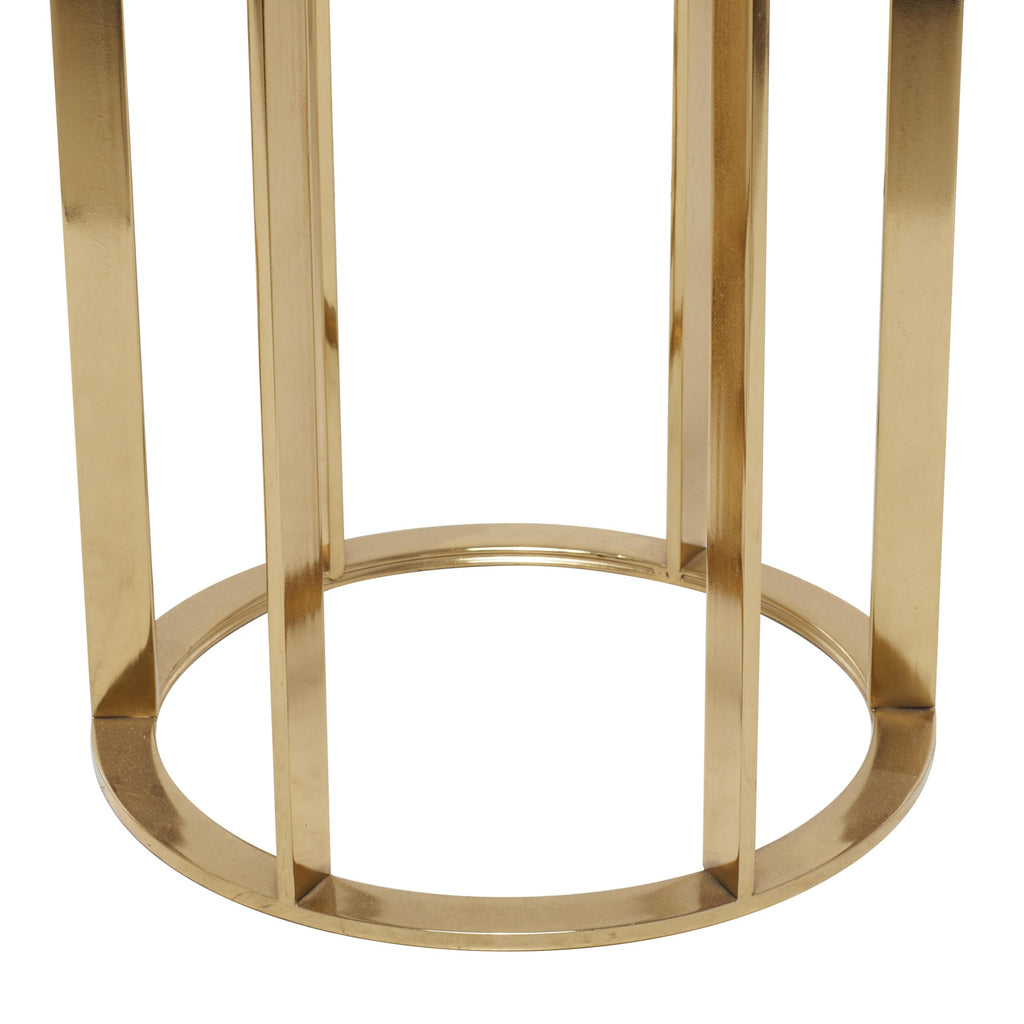 Metal Side End Accent Table End Table with Marble Top, Set of 2 Side Table 24", 20"H, Gold