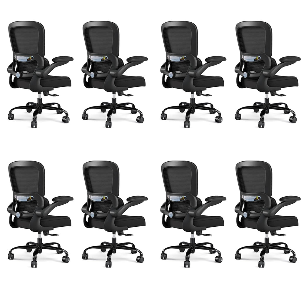 Black Pack of 8, Office Chair - Ergonomic Desk Chair with Adjustable Lumbar Support, Mesh Computer Chair, Executive Chairs for Home Office Comfortable Lumbar Support