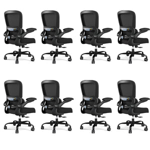 Black Pack of 8, Office Chair - Ergonomic Desk Chair with Adjustable Lumbar Support, Mesh Computer Chair, Executive Chairs for Home Office Comfortable Lumbar Support