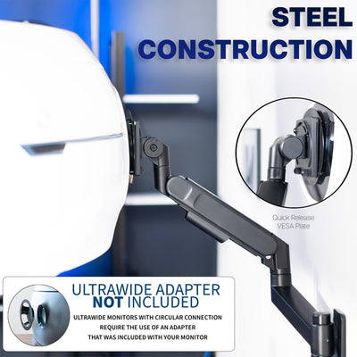 VIVO Ultrawide Monitor Wall Mount for up to 57 inch Screens, Holds 59.4 lbs, TV and Monitor Arm Designed for Samsung Odyssey Ark, Neo G9, ViewFinity S9, and More, Black, MOUNT-G57