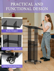Podium Stand with Lockable Wheels, 47