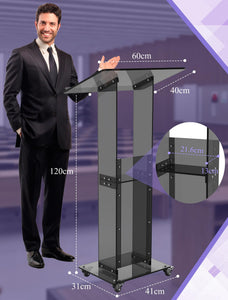 Podium Stand with Lockable Wheels, 47